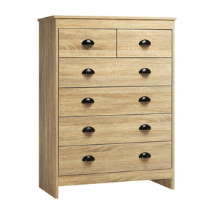 NNEED Tallboy Chest of Drawer with 6 Drawers Natural Wood
