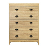 NNEED Tallboy Chest of Drawer with 6 Drawers Natural Wood