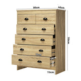NNEED Tallboy Chest of Drawer with 6 Drawers Natural Wood