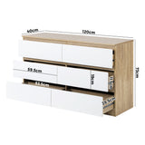 NNEED 6 Chest of Drawers Tallboy Cabinet Dresser Table Wooden White Furniture