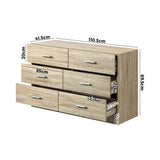 NNEED 6 Chest of Drawers Aluminum Handles Wooden