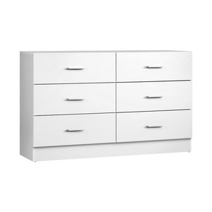 NNEED 6 Chest of Drawers Aluminum Handles White