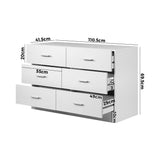 NNEED 6 Chest of Drawers Aluminum Handles White