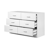 NNEED 6 Chest of Drawers Aluminum Handles White