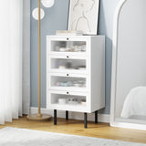 NNEED 4 Chest of Drawers Tempered Glass Doors White