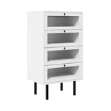 NNEED 4 Chest of Drawers Tempered Glass Doors White