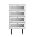 NNEED 4 Chest of Drawers Tempered Glass Doors White