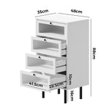 NNEED 4 Chest of Drawers Tempered Glass Doors White