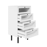 NNEED 4 Chest of Drawers Tempered Glass Doors White