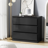 NNEED 3 Chest of Drawers Lowboy Dresser Table Black