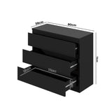 NNEED 3 Chest of Drawers Lowboy Dresser Table Black