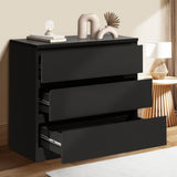 NNEED 3 Chest of Drawers Lowboy Dresser Table Black