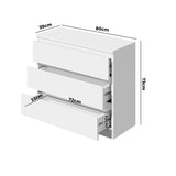 NNEED 3 Chest of Drawers Lowboy Handle-Free White