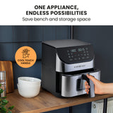 NNEMB 6L Air Fryer, Electric Digital Airfryer with Viewing Window, Silver