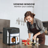 NNEMB 6L Air Fryer, Electric Digital Airfryer with Viewing Window, Silver