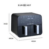 NNEMB 9L Dual Zone Air Fryer, Electric Digital Airfryer Twin Drawers, Black/Silver