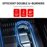 NNEMB 2-Burner Stainless Steel Portable Gas BBQ Grill w/ 2 x Cast Iron Plates