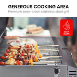 NNEMB 2-Burner Stainless Steel Portable Gas BBQ Grill w/ 2 x Cast Iron Plates