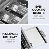 NNEMB 2-Burner Stainless Steel Portable Gas BBQ Grill w/ 2 x Cast Iron Plates