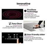 NNEMB 90cm 5 Zone Ceramic Cooktop, 8900W Electric, FlexiZone Adjustable Size Hobs, Touch Controls