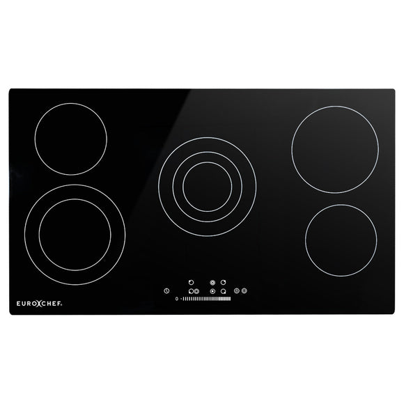 NNEMB 90cm 5 Zone Ceramic Cooktop, 8900W Electric, FlexiZone Adjustable Size Hobs, Touch Controls