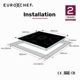 NNEMB 90cm 5 Zone Ceramic Cooktop, 8900W Electric, FlexiZone Adjustable Size Hobs, Touch Controls