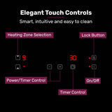 NNEMB 30cm 2 Zone Induction Cooktop, 3300W Electric, Touch Controls
