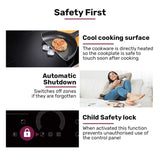 NNEMB 60cm 4 Zone Induction Cooktop, 7200W Electric, FlexZone Function, Touch Controls