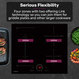 NNEMB 60cm 4 Zone Induction Cooktop, 7200W Electric, FlexZone Function, Touch Controls
