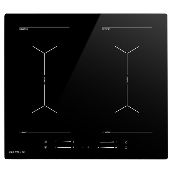 NNEMB 60cm 4 Zone Induction Cooktop, 7200W Electric, Dual Link Bridged Zone Hobs, Touch Controls