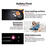 NNEMB 60cm 4 Zone Induction Cooktop, 7200W Electric, Dual Link Bridged Zone Hobs, Touch Controls