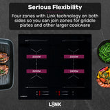 NNEMB 60cm 4 Zone Induction Cooktop, 7200W Electric, Dual Link Bridged Zone Hobs, Touch Controls