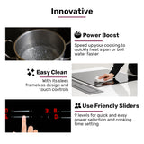 NNEMB 60cm 4 Zone Induction Cooktop, 7200W Electric, Dual Link Bridged Zone Hobs, Touch Controls