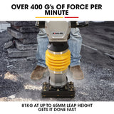 NNEMB 77KG 285 x 345mm Tamping Rammer, 10kN 6.5hp, w/ Transport Wheel Kit, Compactor for Soil Sand Gravel Asphalt - BRM-700