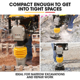 NNEMB 77KG 285 x 345mm Tamping Rammer, 10kN 6.5hp, w/ Transport Wheel Kit, Compactor for Soil Sand Gravel Asphalt - BRM-700