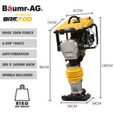 NNEMB 77KG 285 x 345mm Tamping Rammer, 10kN 6.5hp, w/ Transport Wheel Kit, Compactor for Soil Sand Gravel Asphalt - BRM-700