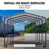 NNEMB Single Carport 3.3 x 6 x 2.8m, with Galvanised Steel Frame and Powder Coated Gable Roof, Vehicle Shelter for Car Vehicle Boat Tractor Agricultural