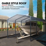 NNEMB Single Carport 3.3 x 6 x 2.8m, with Galvanised Steel Frame and Powder Coated Gable Roof, Vehicle Shelter for Car Vehicle Boat Tractor Agricultural