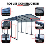 NNEMB Single Carport 3.3 x 6 x 2.8m, with Galvanised Steel Frame and Powder Coated Gable Roof, Vehicle Shelter for Car Vehicle Boat Tractor Agricultural