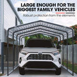 NNEMB Single Carport 3.3 x 6 x 2.8m, with Galvanised Steel Frame and Powder Coated Gable Roof, Vehicle Shelter for Car Vehicle Boat Tractor Agricultural