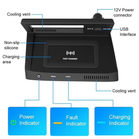 10W Wireless Charger For Volkswagen Tiguan 2017-2021 - Qi Standard Quick Charging-1915197111440379905