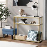 NNEED Console Table Metal Frame 3-tier White&Gold