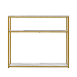 NNEED Console Table Metal Frame 3-tier White&Gold