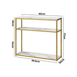 NNEED Console Table Metal Frame 3-tier White&Gold