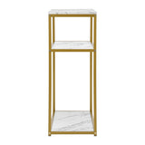 NNEED Console Table Metal Frame 3-tier White&Gold
