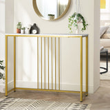 NNEED Console Table Marble-like Tabletop Steel Frame
