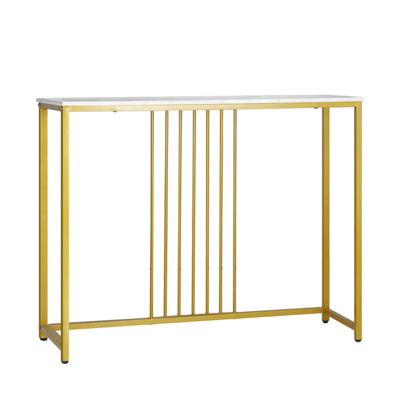 NNEED Console Table Marble-like Tabletop Steel Frame