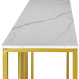 NNEED Console Table Marble-like Tabletop Steel Frame