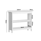 NNEED 3-Tier Console Table Open Shelf Wooden White