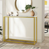 NNEED Console Table Marble-look Iron Gold&White